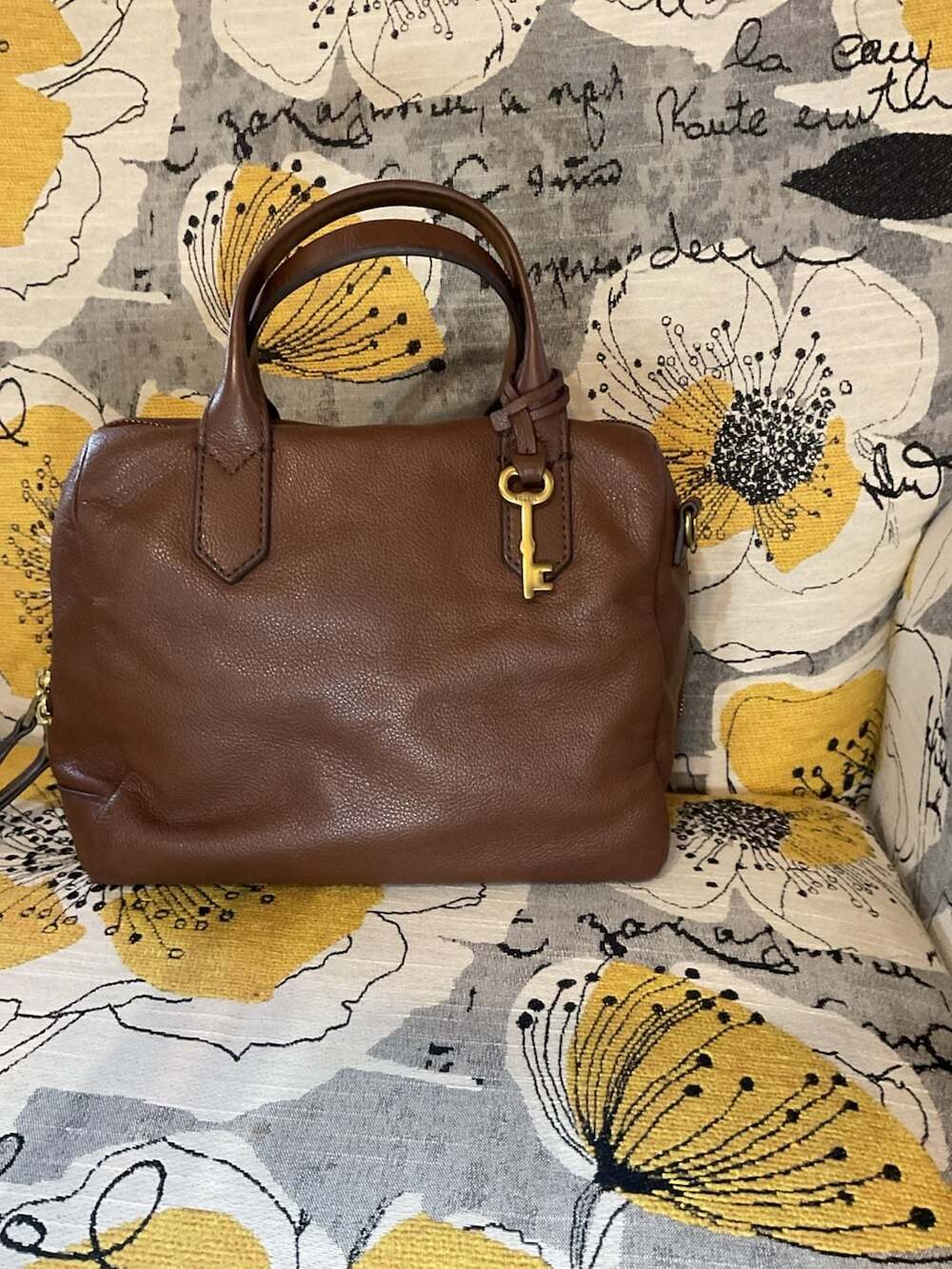 Fossil Fiona Brown Leather Satchel Bag - Picture 3 of 8